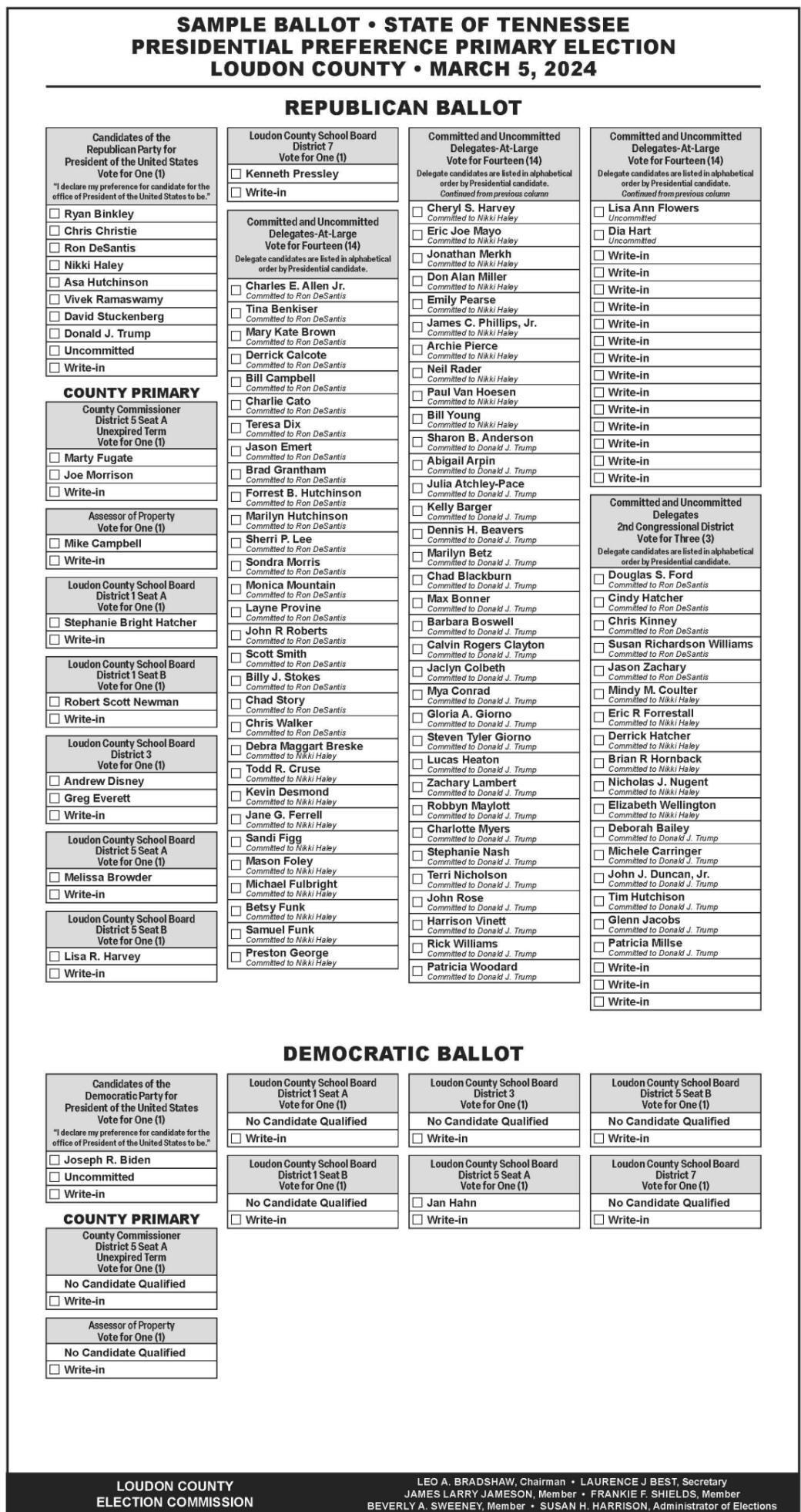 Sample Ballot March 5th Election